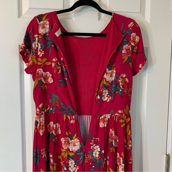 LOFT Pink Floral Pleated Midi Dress, size 4 - Picture 8 of 10